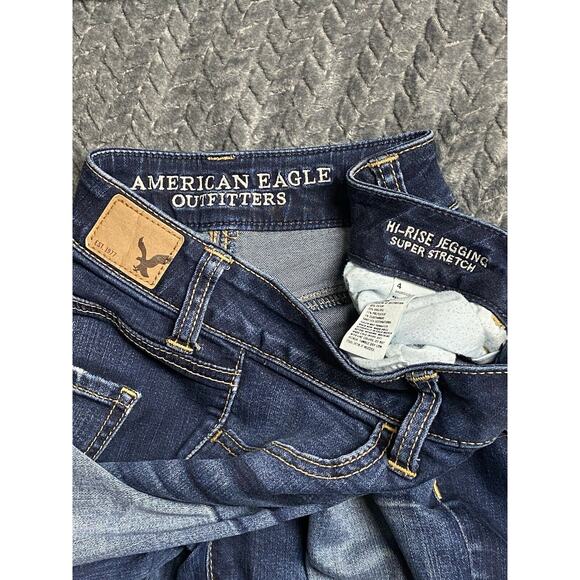 American Eagle Outfitters Jegging Woman Size 4 Super Stretch Ripple Dark Wash - Picture 9 of 16